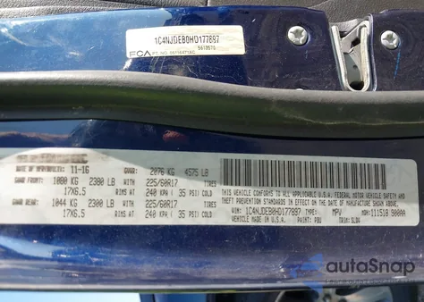 2017 Jeep Compass High Altitude 4X4 из США, поврежденный, VIN 1C4NJDEB0HD177897